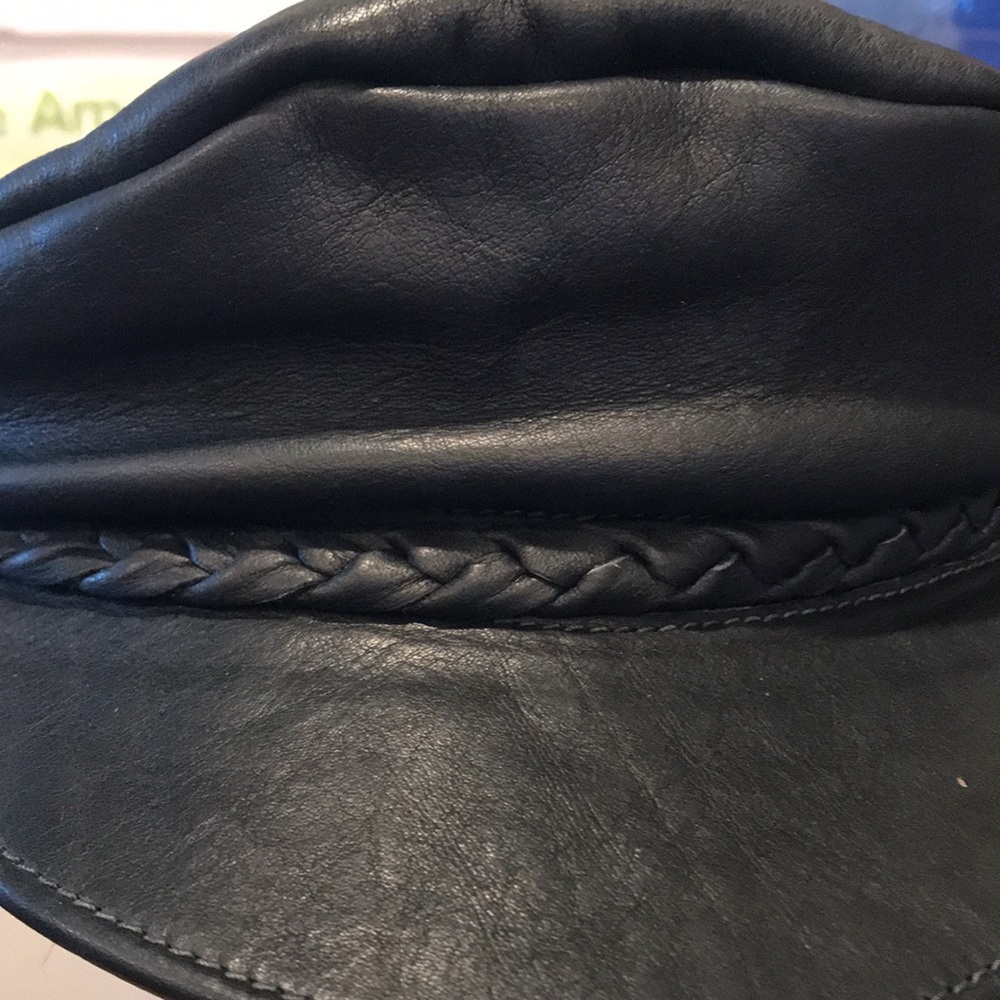 Vintage Black Braided Leather Fisherman Cap - Picture 4 of 9